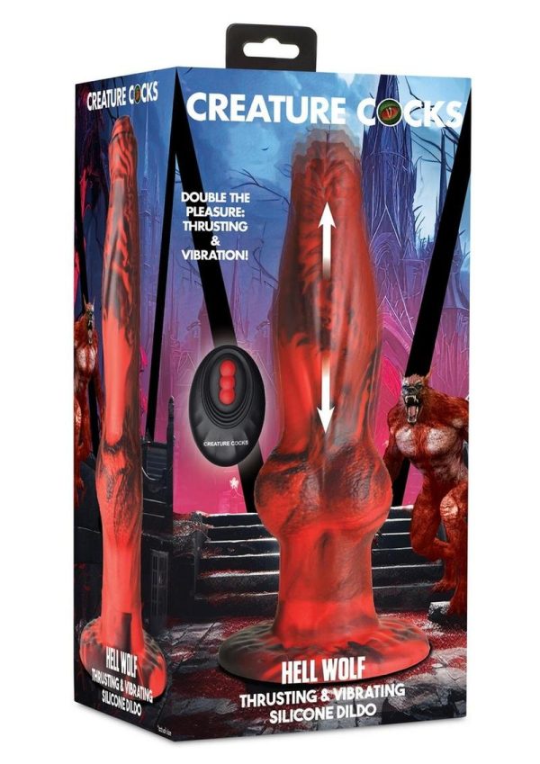 Creature Cocks Hell Wolf Silicone Rechargeable Thrusting and Vibrating Dildo - Red/Black