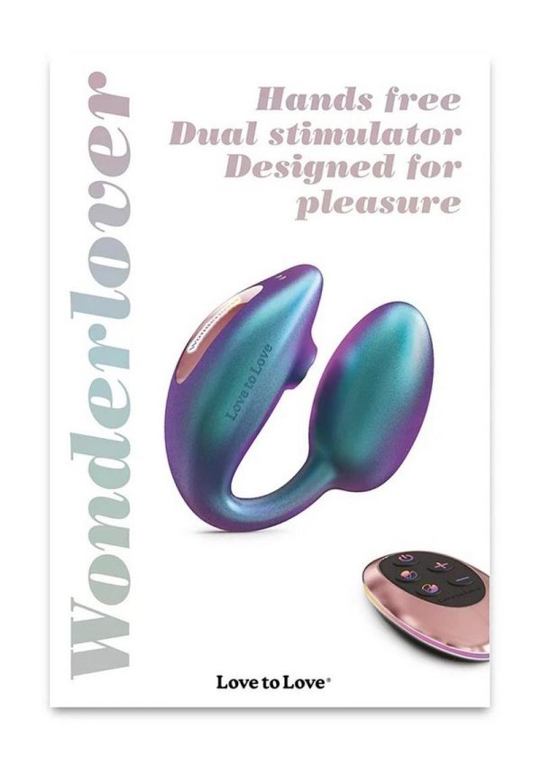 Love to Love Wonderlover Rechargeable Silicone Dual Vibrator with Remote - Iridescent Turquoise