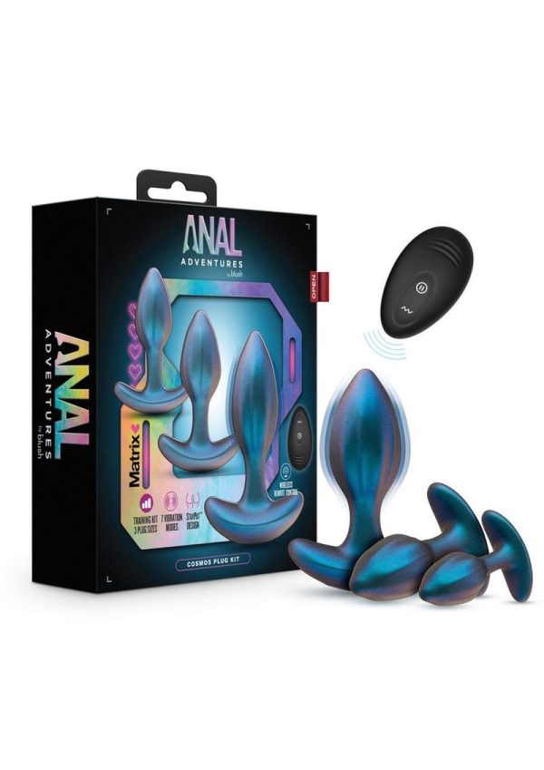 Anal Adventures Matrix Cosmos Plug Kit Silicone Anal Plug Set - Lunar Blue