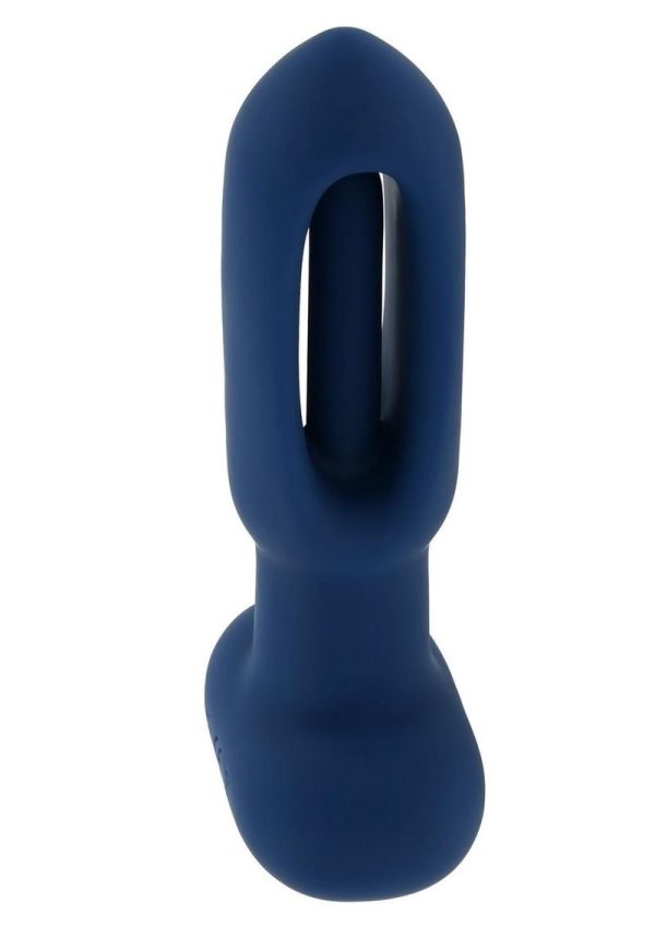 The Flapper Rechargeable Silicone Anal Plug with Remote Control - Blue