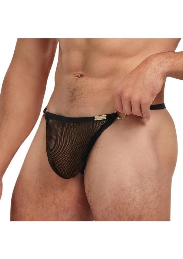 Banana Cabana Mesh G-String - Medium/Large - Black