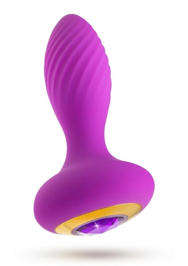 Oh My Gem Charm Rechargeable Silicone Anal Plug - Amethyst Purple