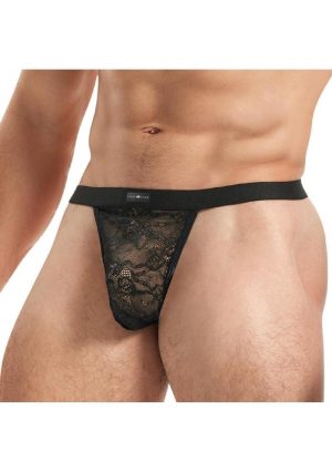 Lace King Lace G-String - Large/XLarge - Black