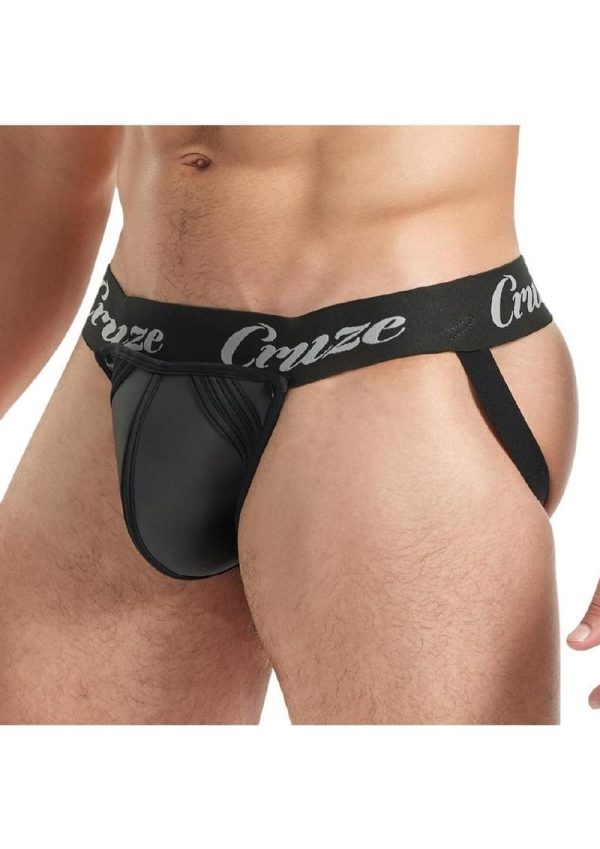 Cruze High Bar Jockstrap with Cock Ring - Small/Medium - Black