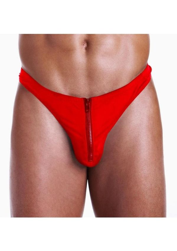 Fundies Unzip It Thong with Rose Petals - O/S - Red