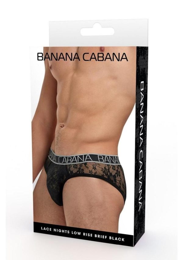 Banana Cabana Lace Nights Low Rise Brief - Medium/Large - Black