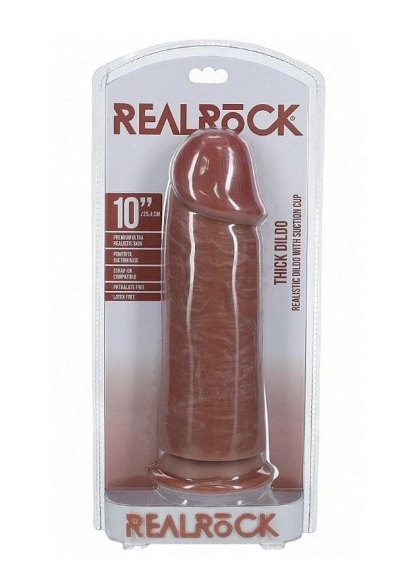 RealRock Ultra Realistic Skin Extra Thick No Balls 10in - Caramel