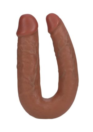 RealRock Ultra Realistic Skin U Shaped Double Dildo 5in - Caramel