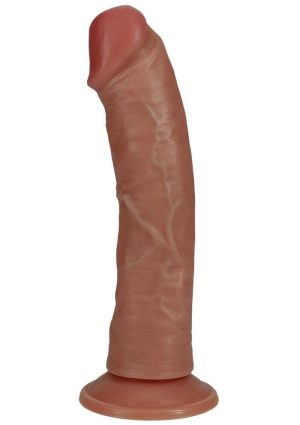 RealRock Vibrating Cock Regular Curved 8in - Caramel