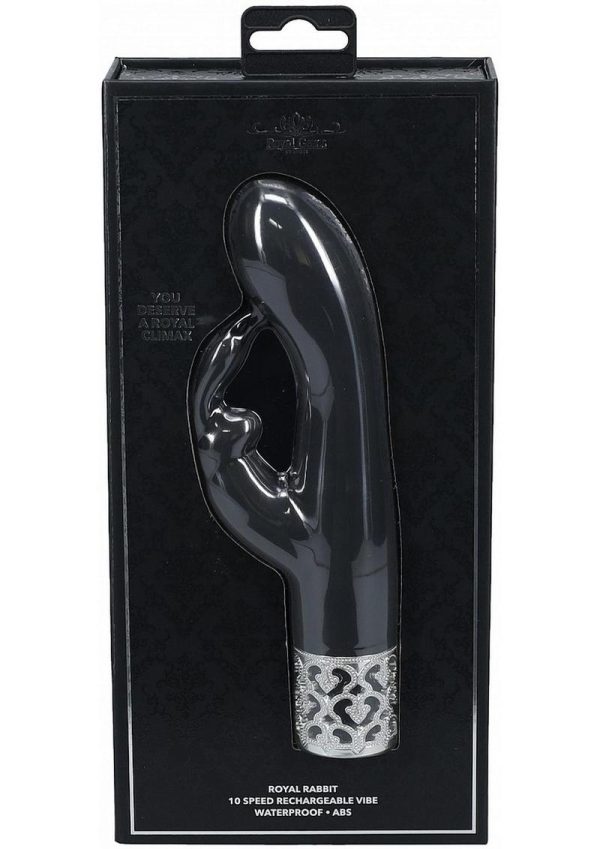 Royal Gems Royal Rabbit Rechargeable Silicone Vibrator - Black