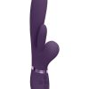 Vive KURA Rechargeable Silicone Triple Motor Thrusting G-Spot with Flapper and Air Wave Clit Stimulation Vibrator - Purple