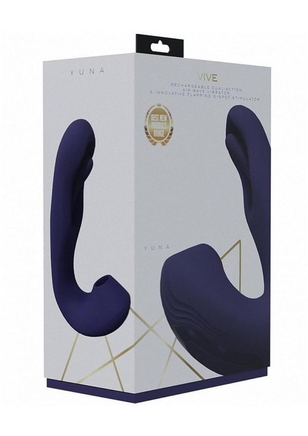 Vive YUNA Rechargeable Silicone Triple Motor Air Wave Vibrator with G-Spot Flapping Stimulation Vibrator - Purple