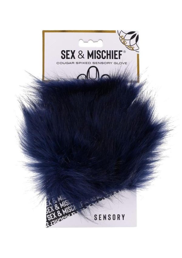 Sex and Mischief Cougar Spiked Sensory Glove - Navy/Gold