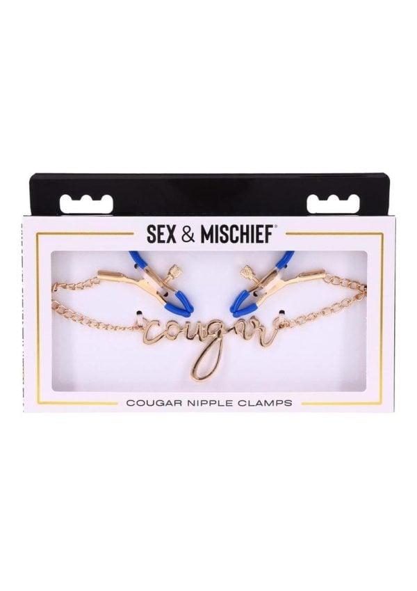 Sex and Mischief Cougar Nipple Clamps - Navy/Gold