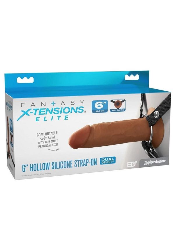 Fantasy X-Tensions Elite Silicone Dual Density Hollow Strap-On 6in - Caramel