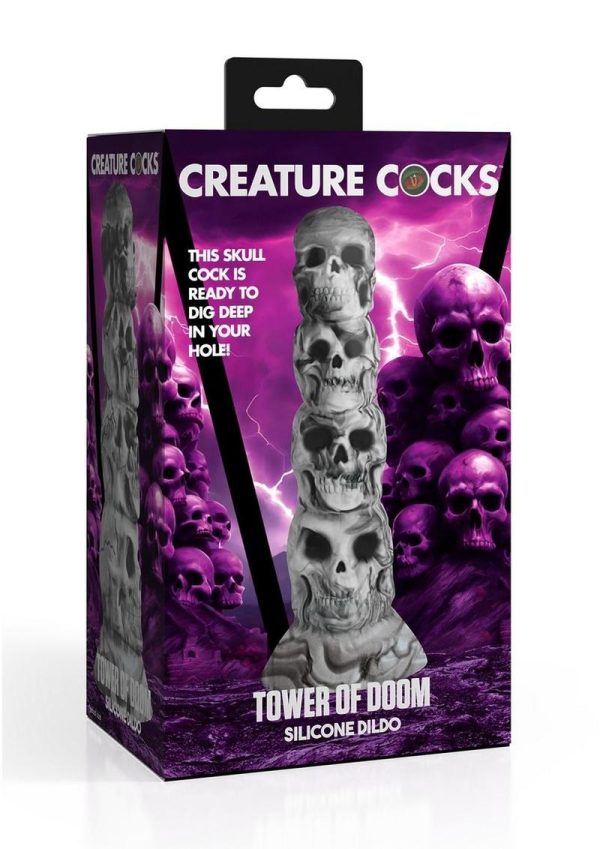 Creature Cocks Tower of Doom Silicone Dildo - Gray/White