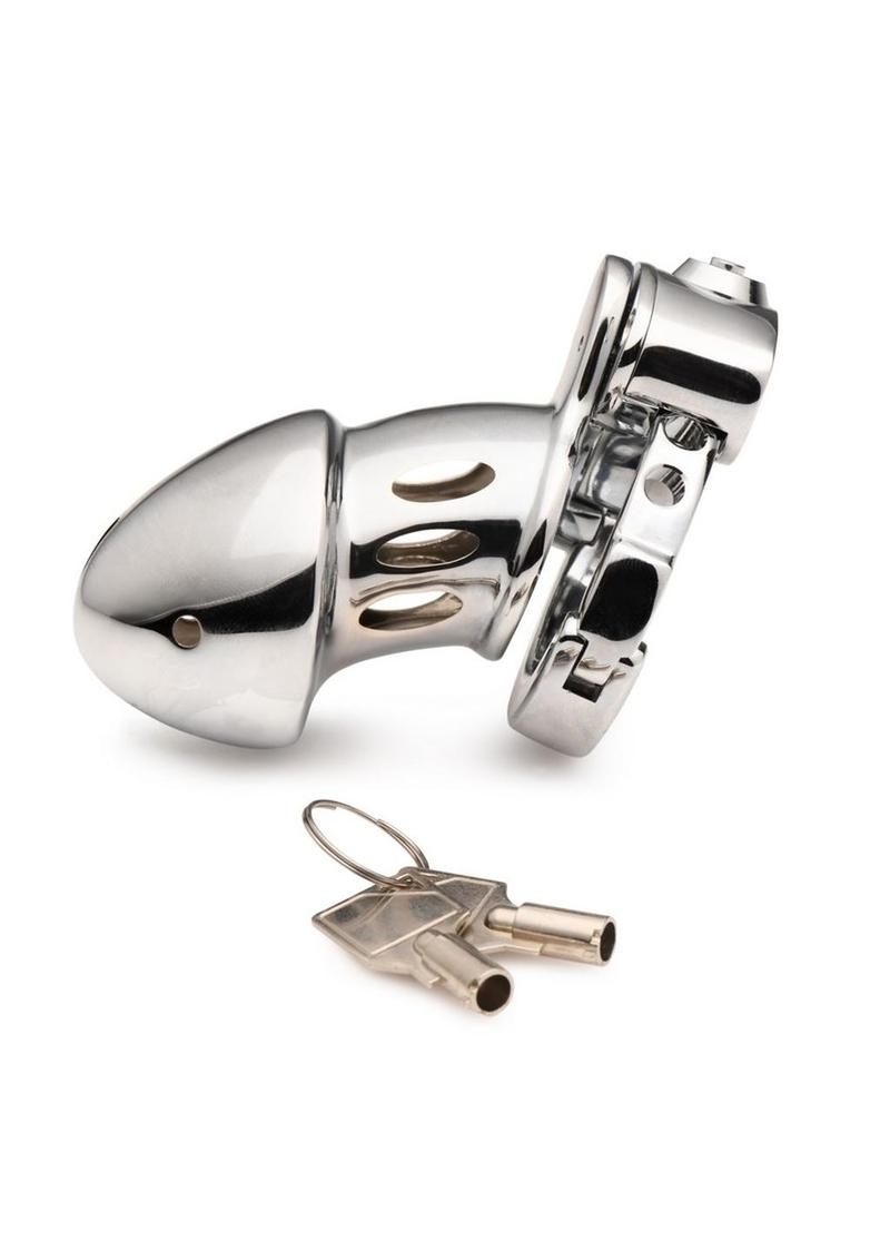 Master Series Cock Cuff Snap-On Chastity Cage - Silver