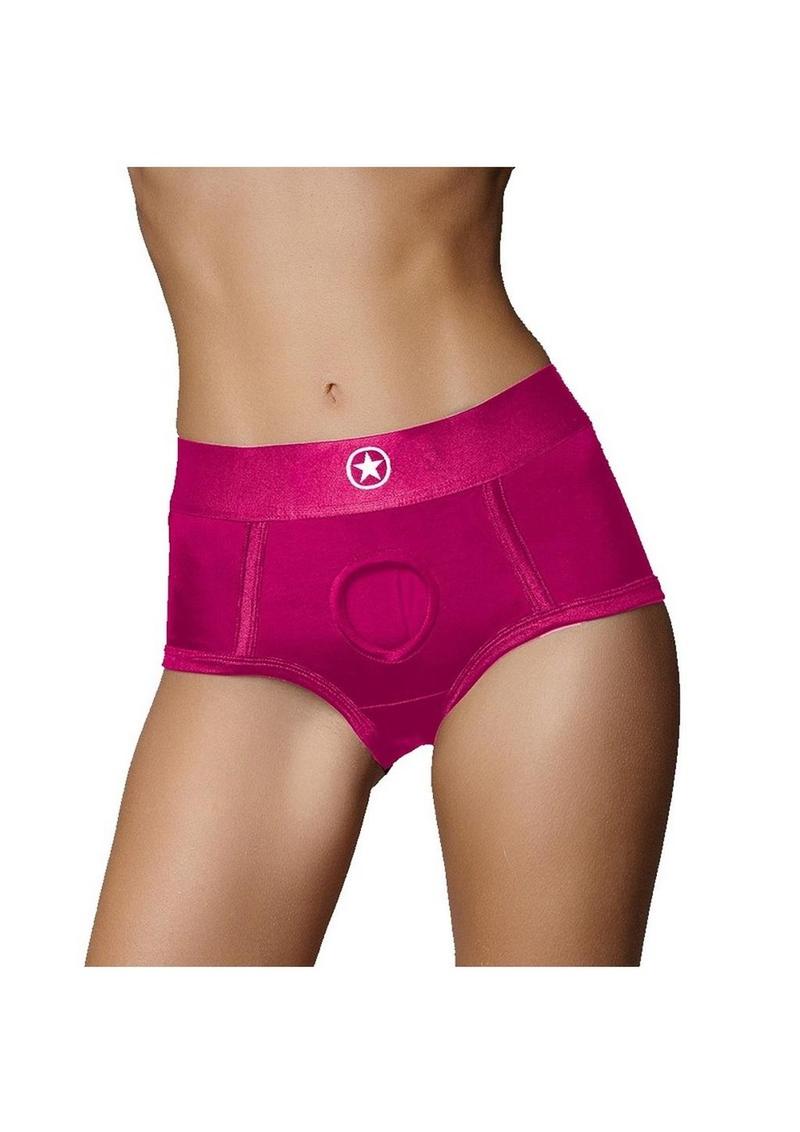 Ouch! Vibrating Strap-On Brief Rechargeable - XS/SM - Pink