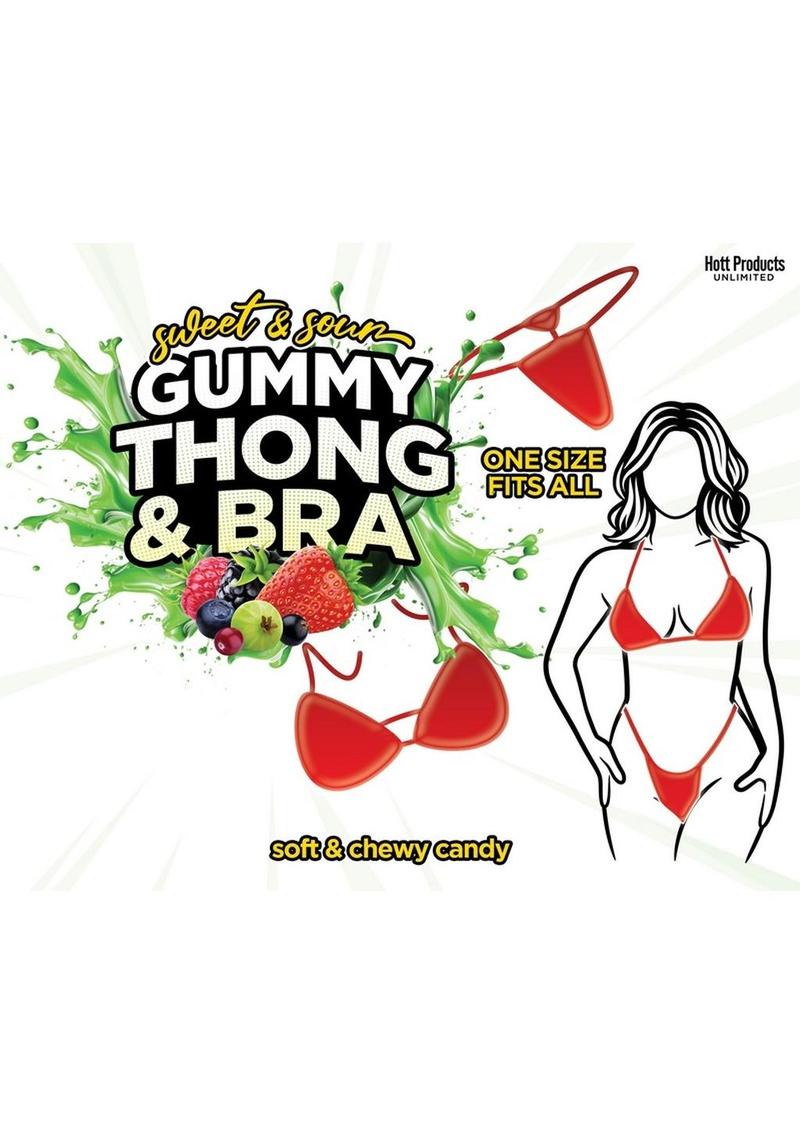 Sweet and Sour Gummy Thong and Bra - Red