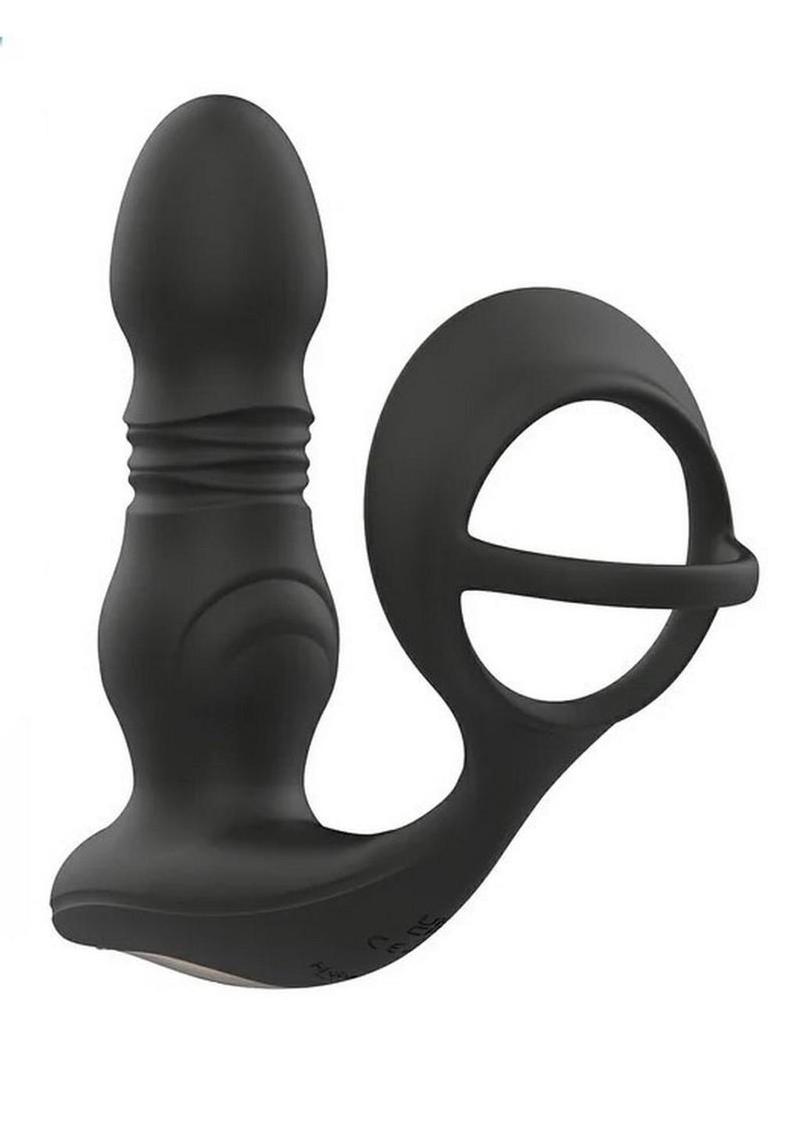 Cyrus App Control Thrusting Rechargeable Prostate Massager with Cock Ring - Black