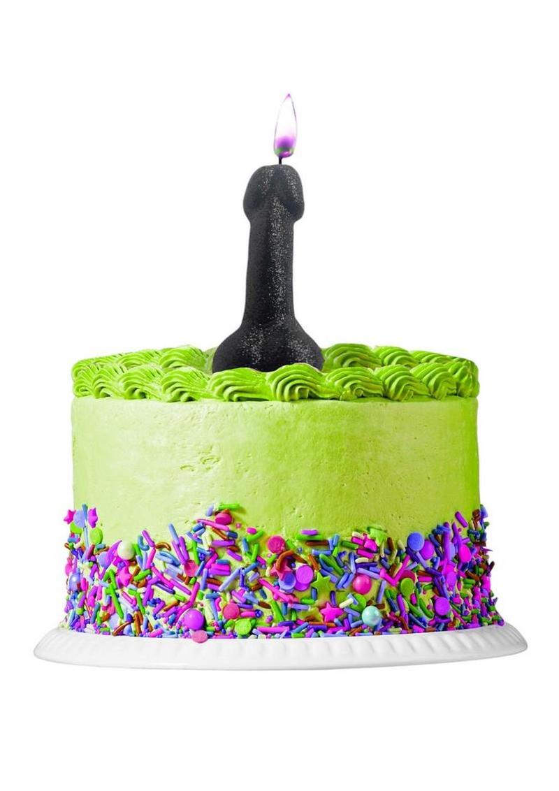 Glitterati Penis Candle - Black Glitter