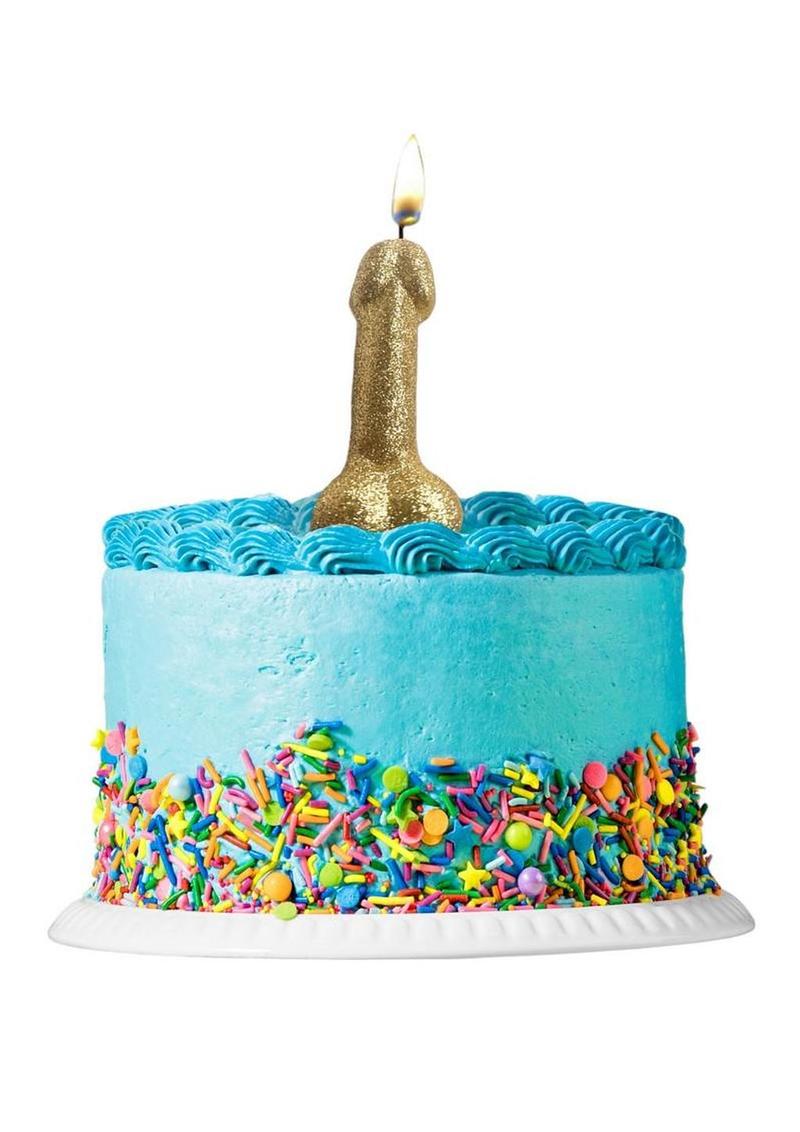 Glitterati Penis Candle - Gold Glitter
