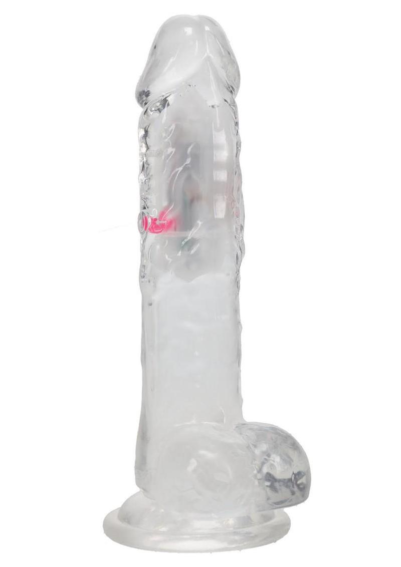 RealRock Vibrating LED Wireless Rechargeable Remote Control Cock with Balls 8in - Clear