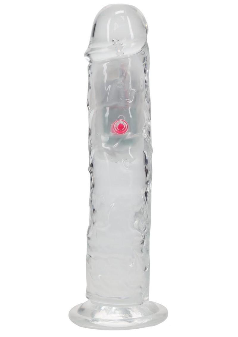 RealRock Vibrating LED Wireless Rechargeable Remote Control Straight Cock 8in - Clear