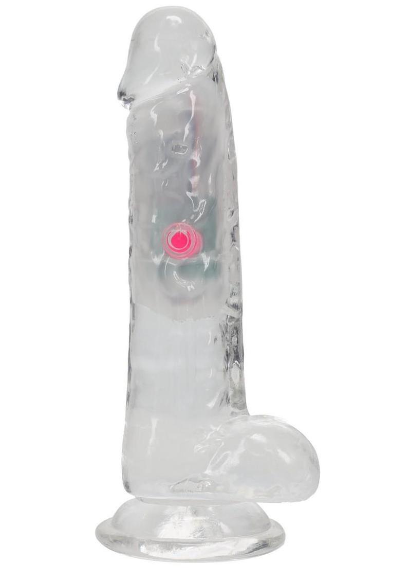 RealRock Vibrating LED Wireless Rechargeable Remote Control Cock with Balls 6in - Clear
