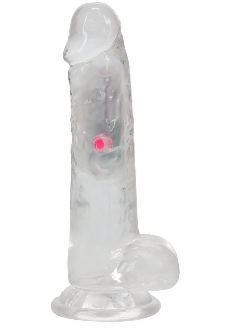 RealRock Vibrating LED Wireless Rechargeable Remote Control Cock with Balls 7in - Clear
