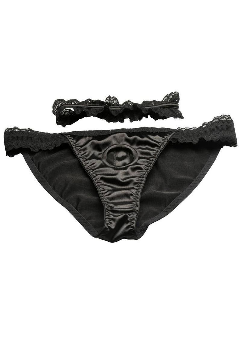 Bedroom Bliss Jolie Strap-On Panty Harness and Garter - Medium - Black