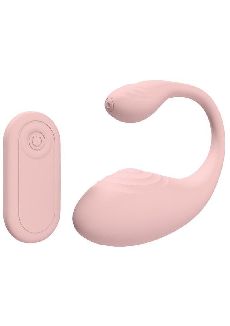 Loveline Wave C-Shape Vibe 10 Function Silicone Rechargeable Vibrator with Remote Control - Pink