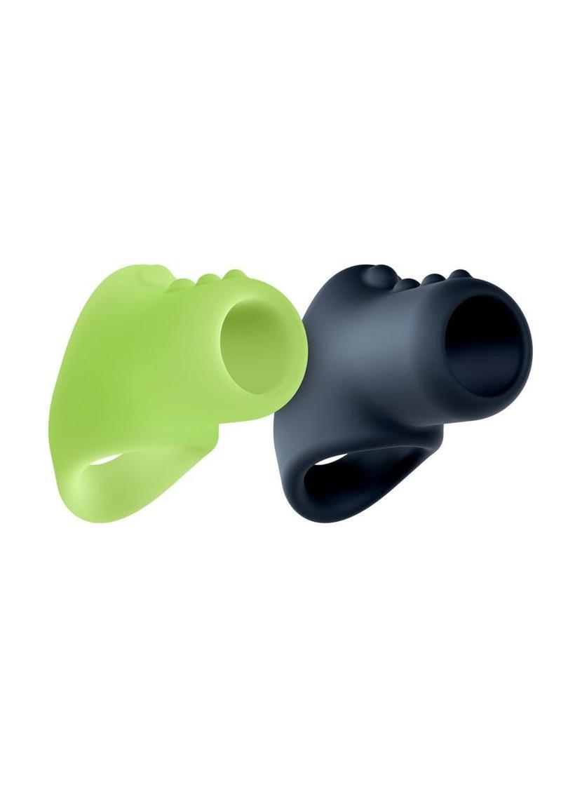 Performance Plus Flare Silicone Cock Sling Set (2 Piece) - Black/Glow in the Dark Green