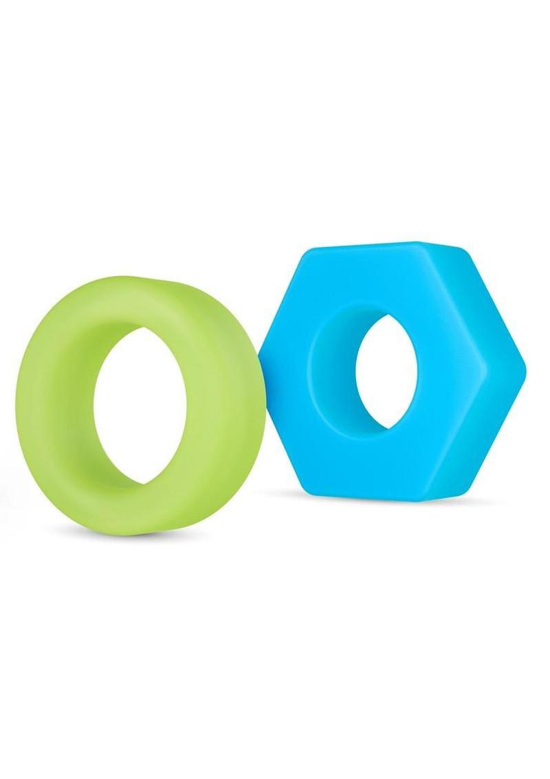 Performance Plus Flash Silicone Glow in the Dark Cock Ring Set (2 Piece) - Multicolor