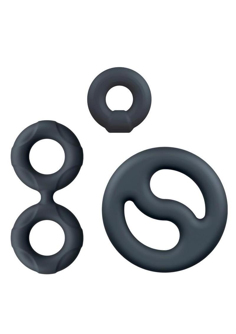 Performance Plus Throttle Silicone Cock Ring Set (3 Piece) - Black