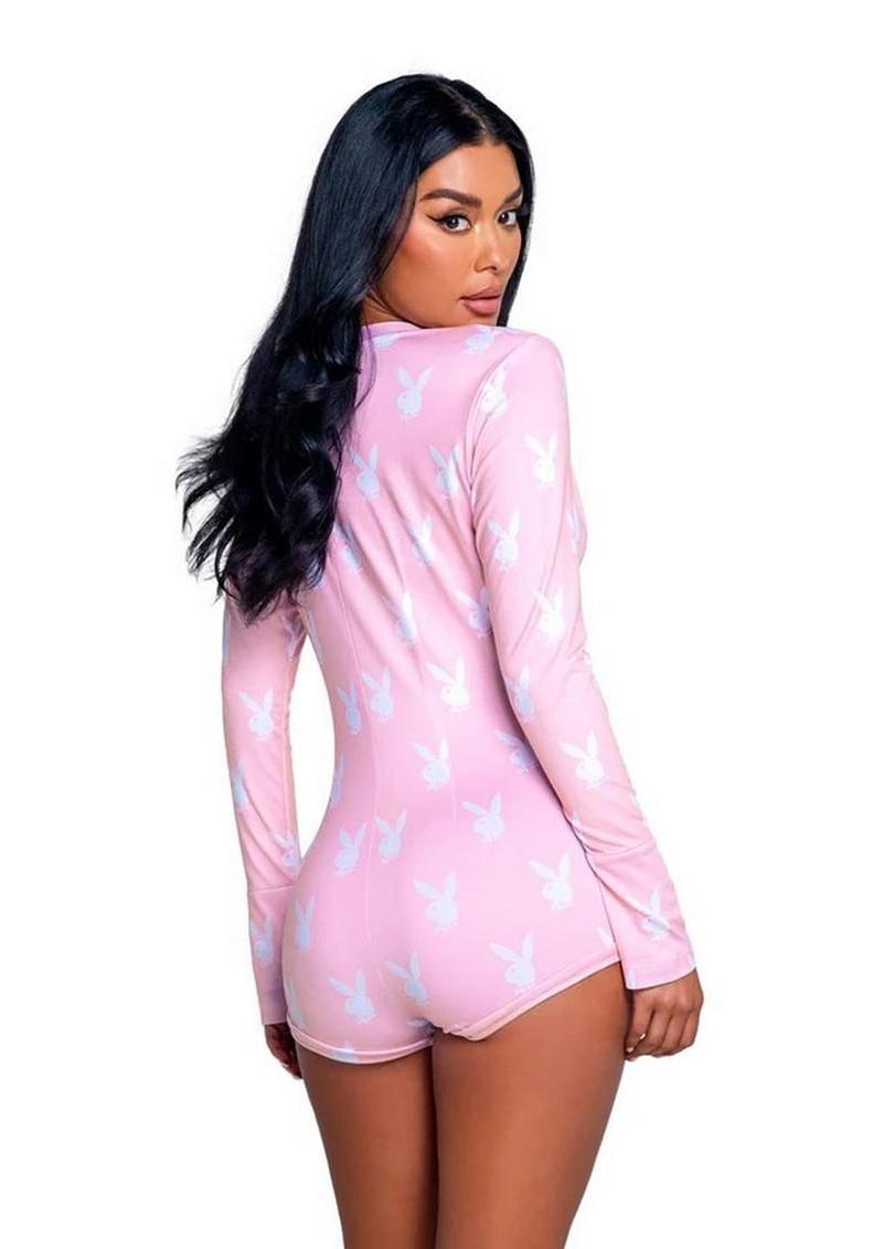 Playboy Slumber Bunny Romper - Medium/Large - Pink/White