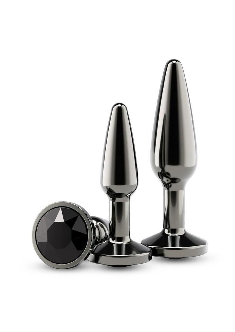 Rear Assets Tapered Trainer Chrome Plated Anal Plugs Kit (2pc Set) - Gray