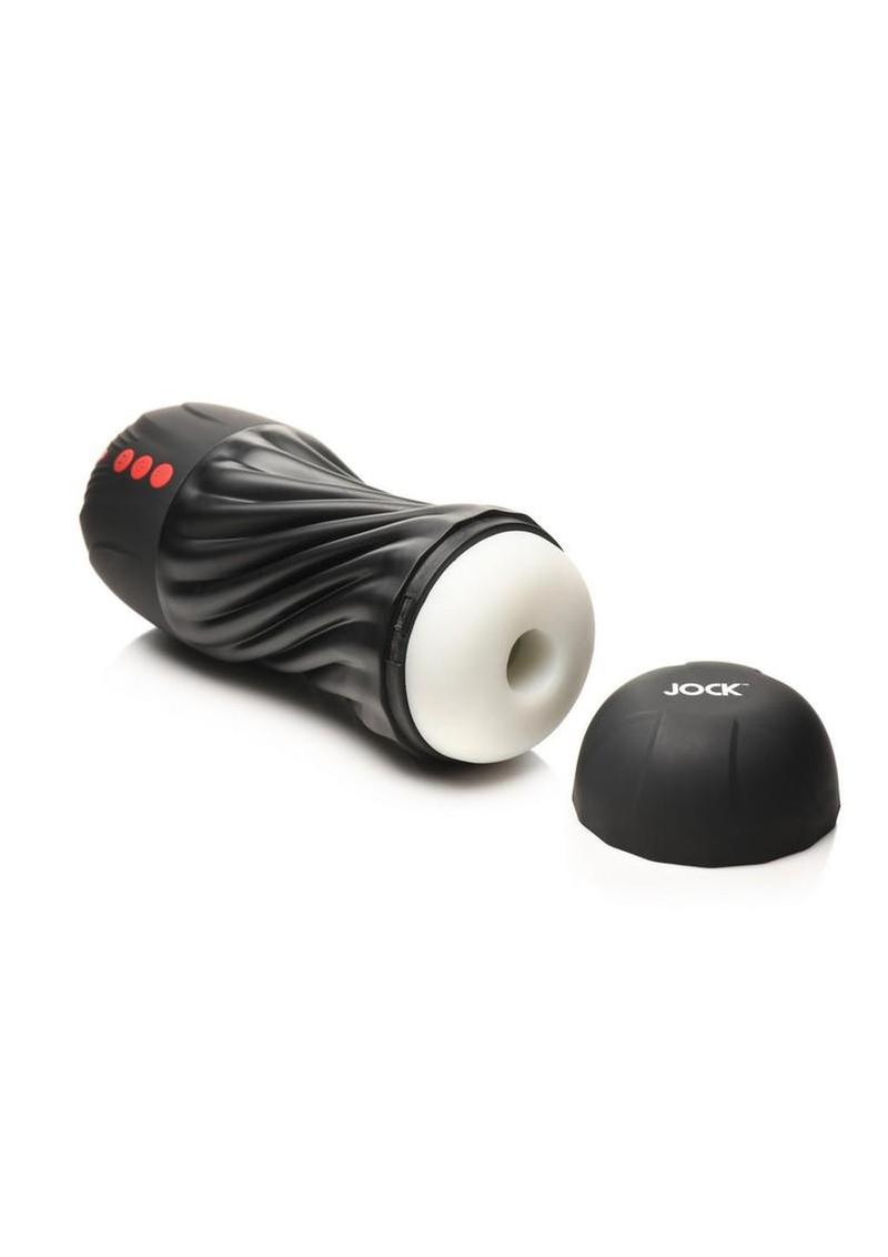 JOCK Sucking and Vibrating Rechargeable Masturbator 9.2in - General Orifice - Black/Red/White