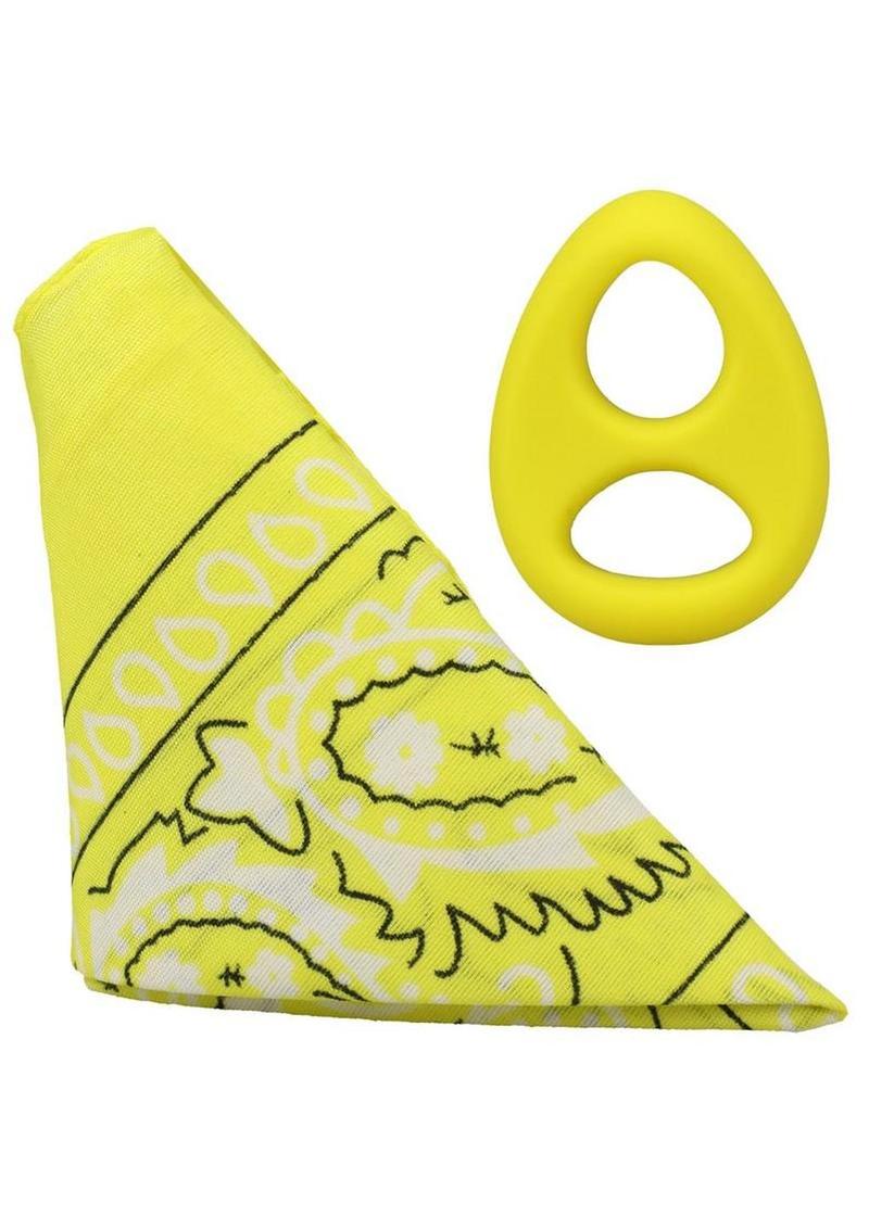Rock Solid The Code Silicone Cock Ring with Bandana - Yellow/Black