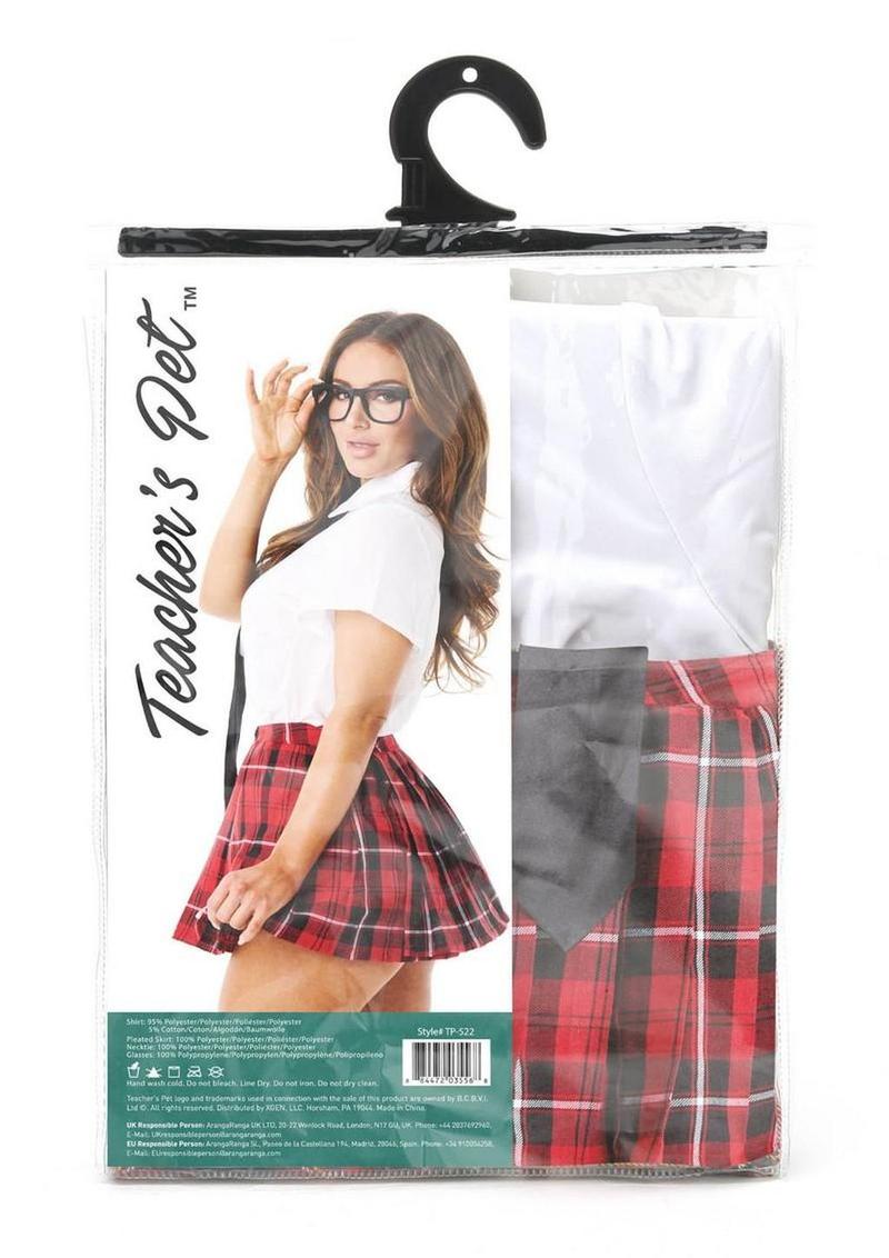 Teacher`s Pet Private School Sweetheart Costume (4 Piece) - O/S - Red/White
