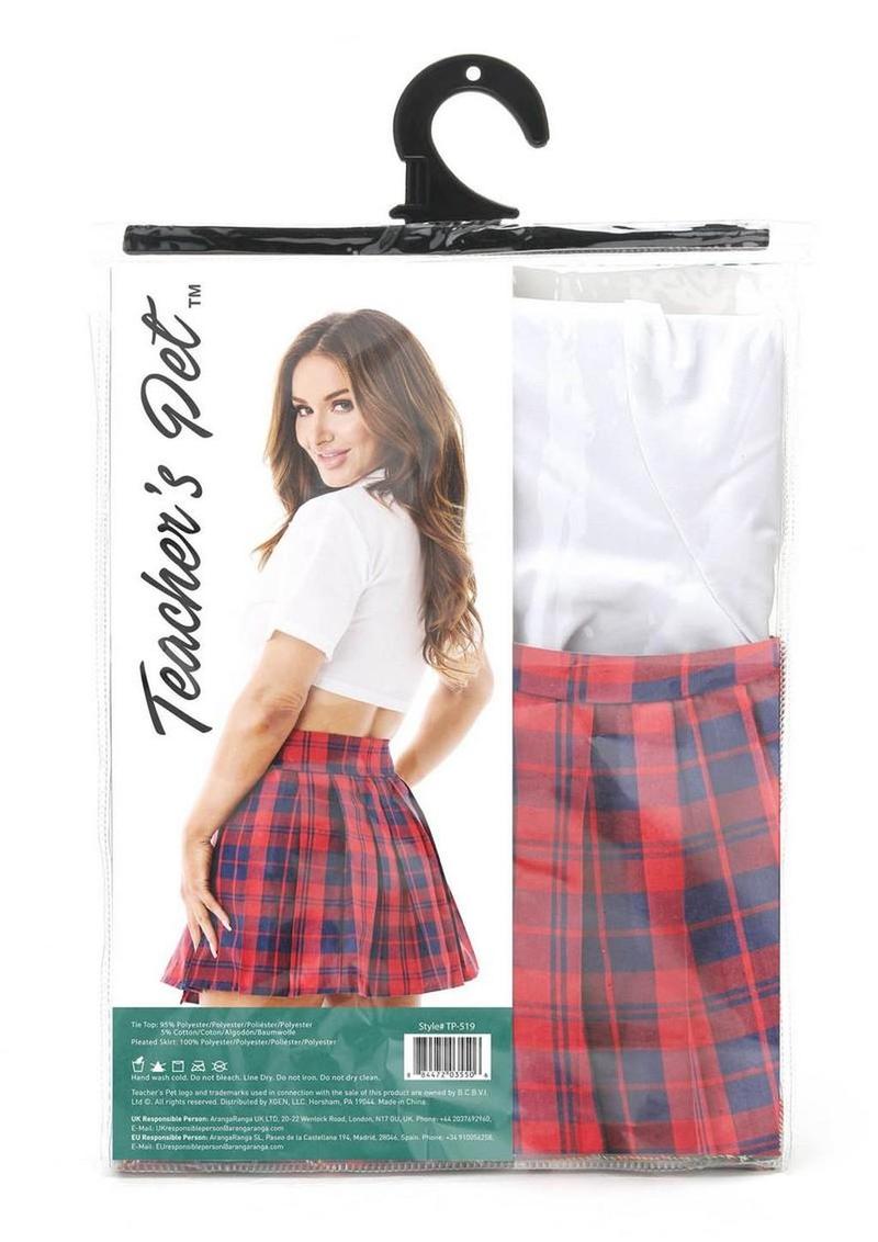 Teacher`s Pet Schoolgirl Costume (2 Piece) - O/S - Red/White